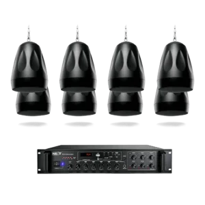 NEXT AUDIOCOM 8 x P6 6.5" PENDANT SPEAKER, BLACK [100V|8?] MX350 6-ZONE MIXER AMPLIFIER, 350W