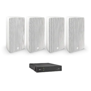 NEXT AUDIOCOM 4 X T8W 8" IP65 SPEAKER,WHITE [100V|16?] AD500 4-CHANNEL AMPLIFIER WITH DSP [100V|8?]