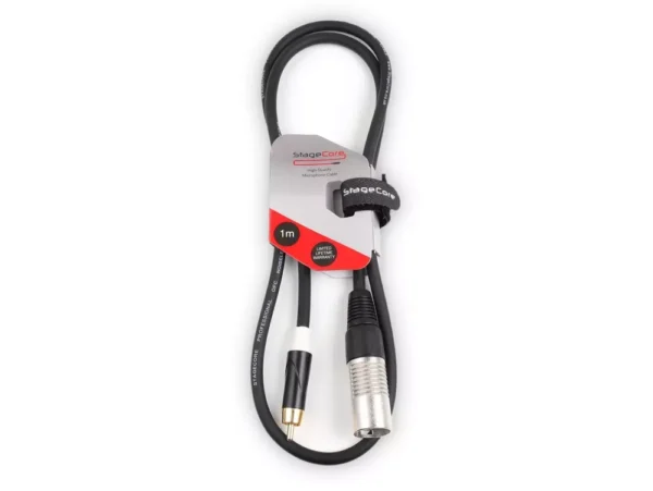 StageCore CORE 171 Single Male RCA Connector, Professional Audio Cable, Includes Hook and Loop Tie