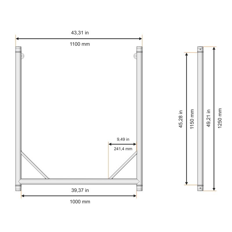 U Frame Stage Black 1000mm