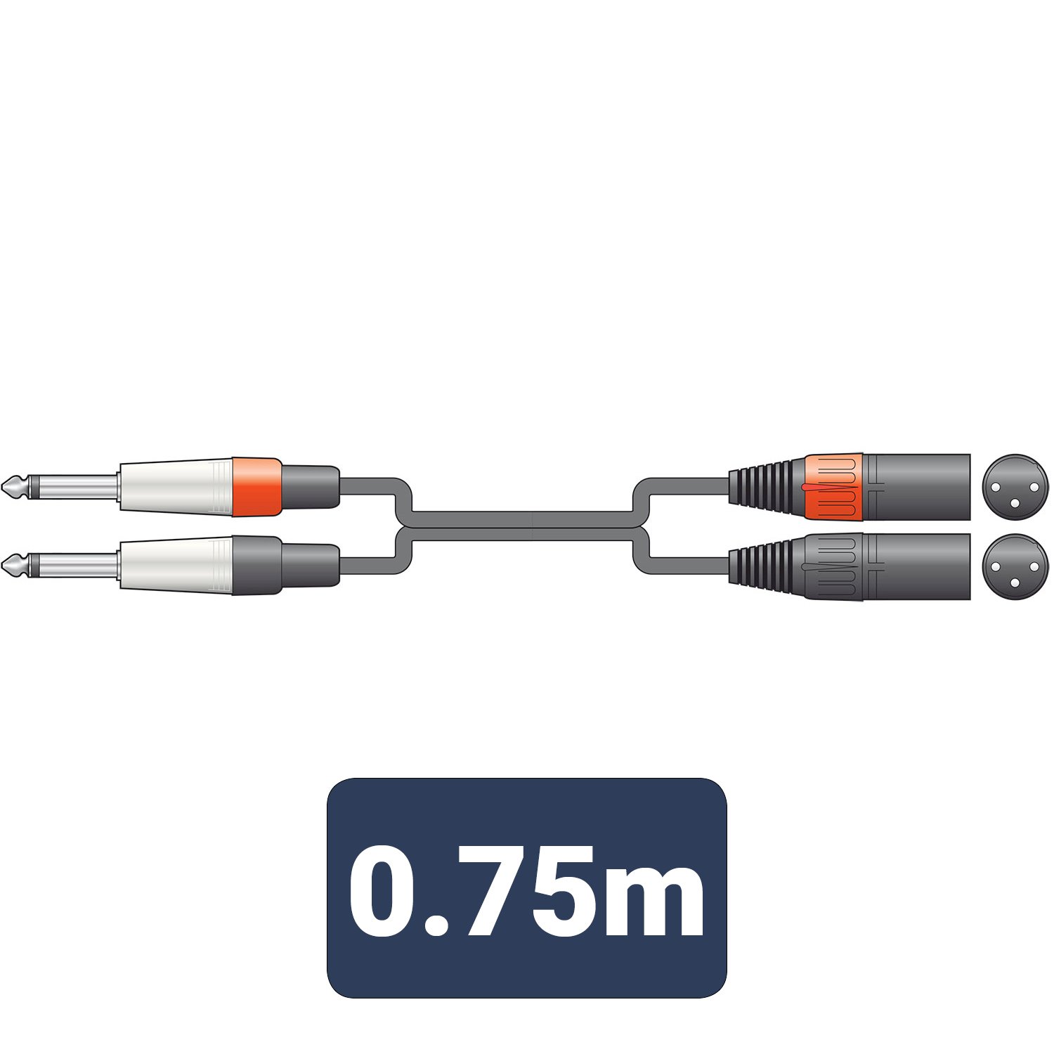 Citronic Classic Audio Leads 2 x 6.3mm Mono Jack Plugs -  2 x XLR Male 26J-2XM075