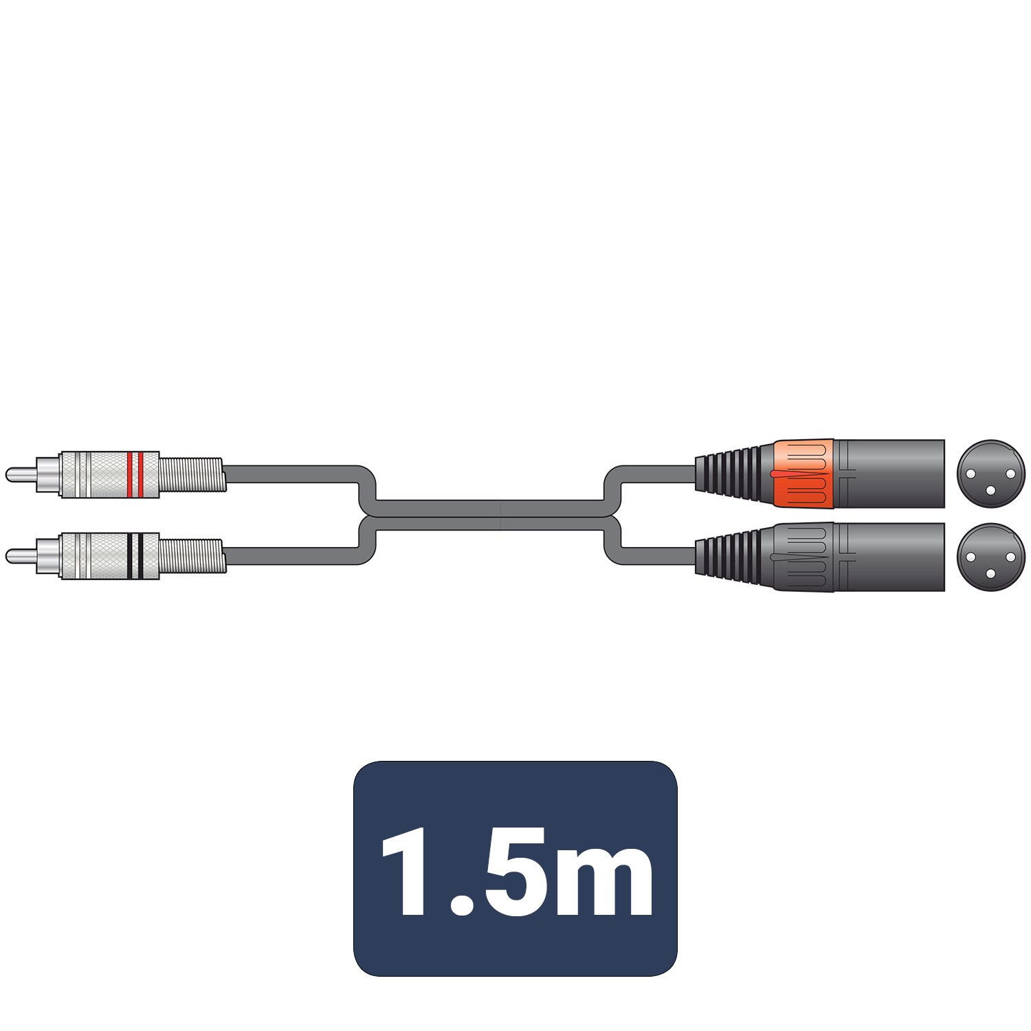 Citronic Classic Audio Leads 2 x RCA Plugs - 2 x XLR Male 2R-2XM150