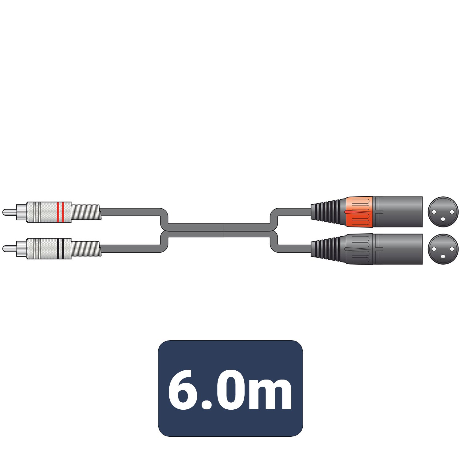 Citronic Classic Audio Leads 2 x RCA Plugs - 2 x XLR Male 2R-2XM600