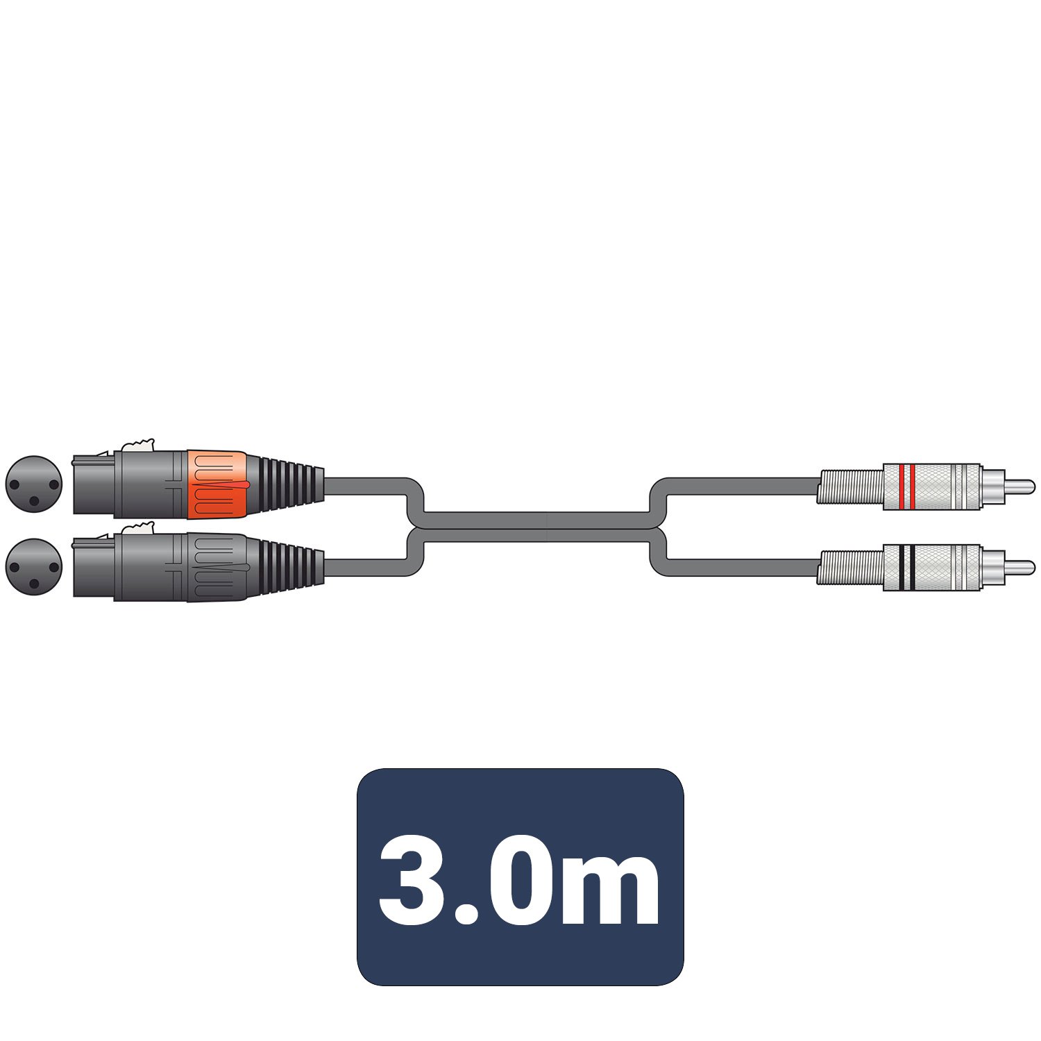 Citronic Classic Audio Leads 2 x XLR Female - 2 x RCA Plugs 2R-2XF300