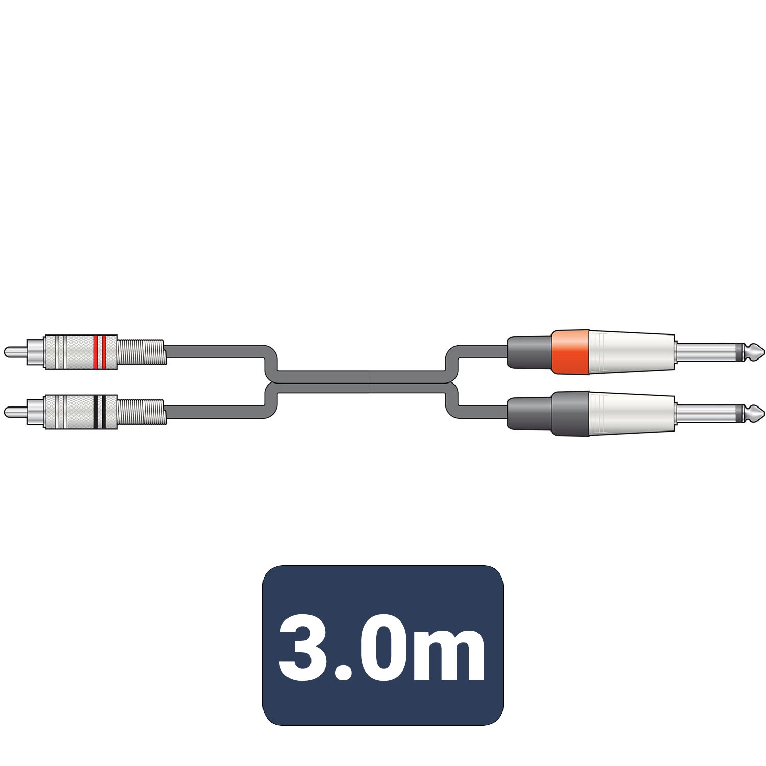 Citronic Classic Audio Leads 2 x 6.3mm Mono Jack Plugs - 2 x RCA Plugs 2R-2M6J300