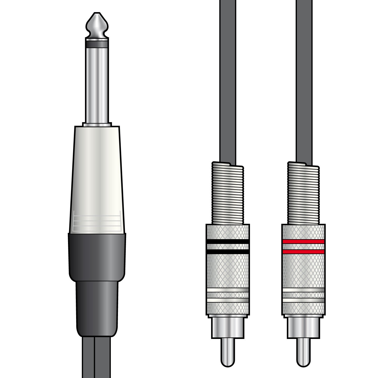 Citronic Classic Audio Leads 6.3mm Mono Jack Plug - 2 x  RCA Plugs M6J-2R150