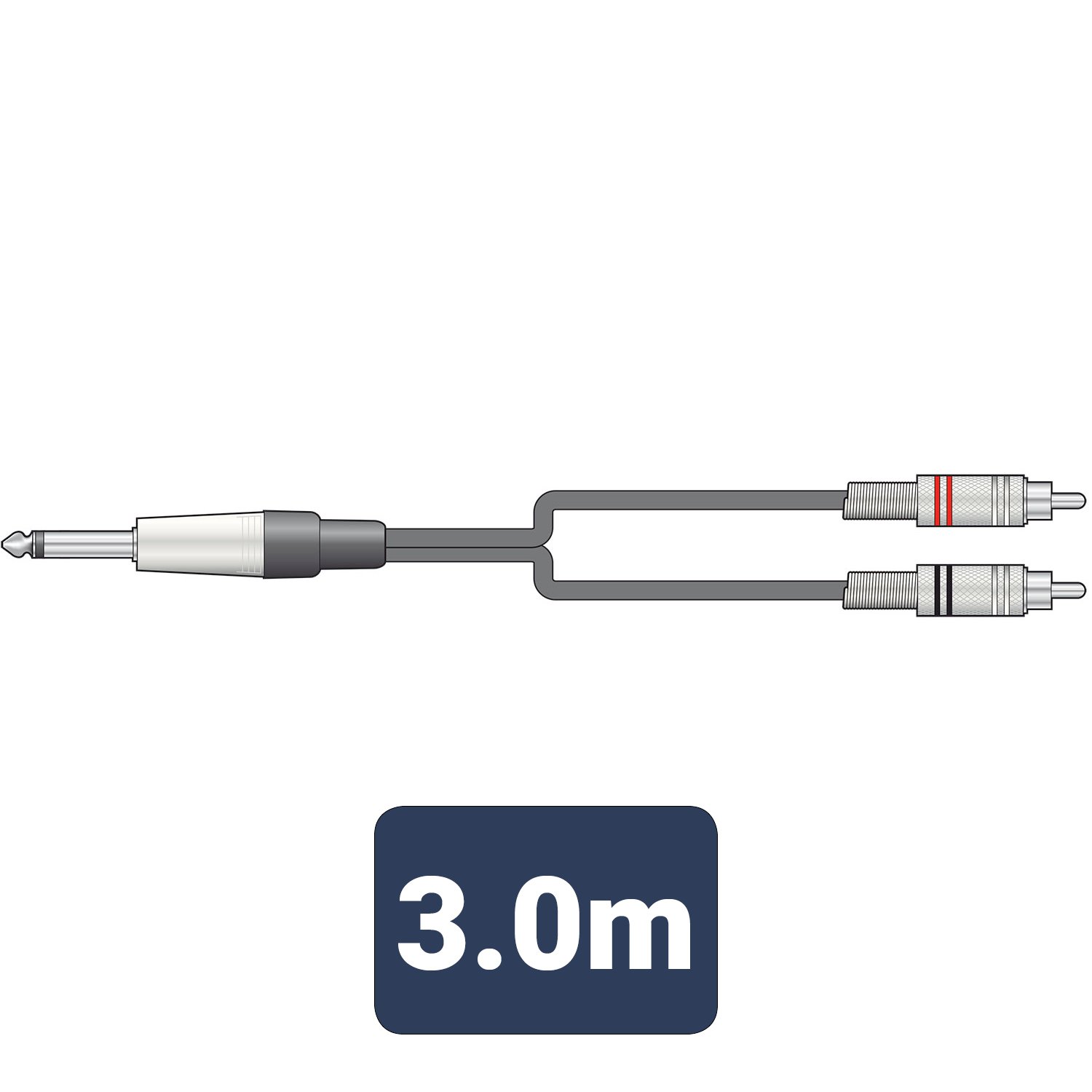 Citronic Classic Audio Leads 6.3mm Mono Jack Plug - 2 x  RCA Plugs M6J-2R300