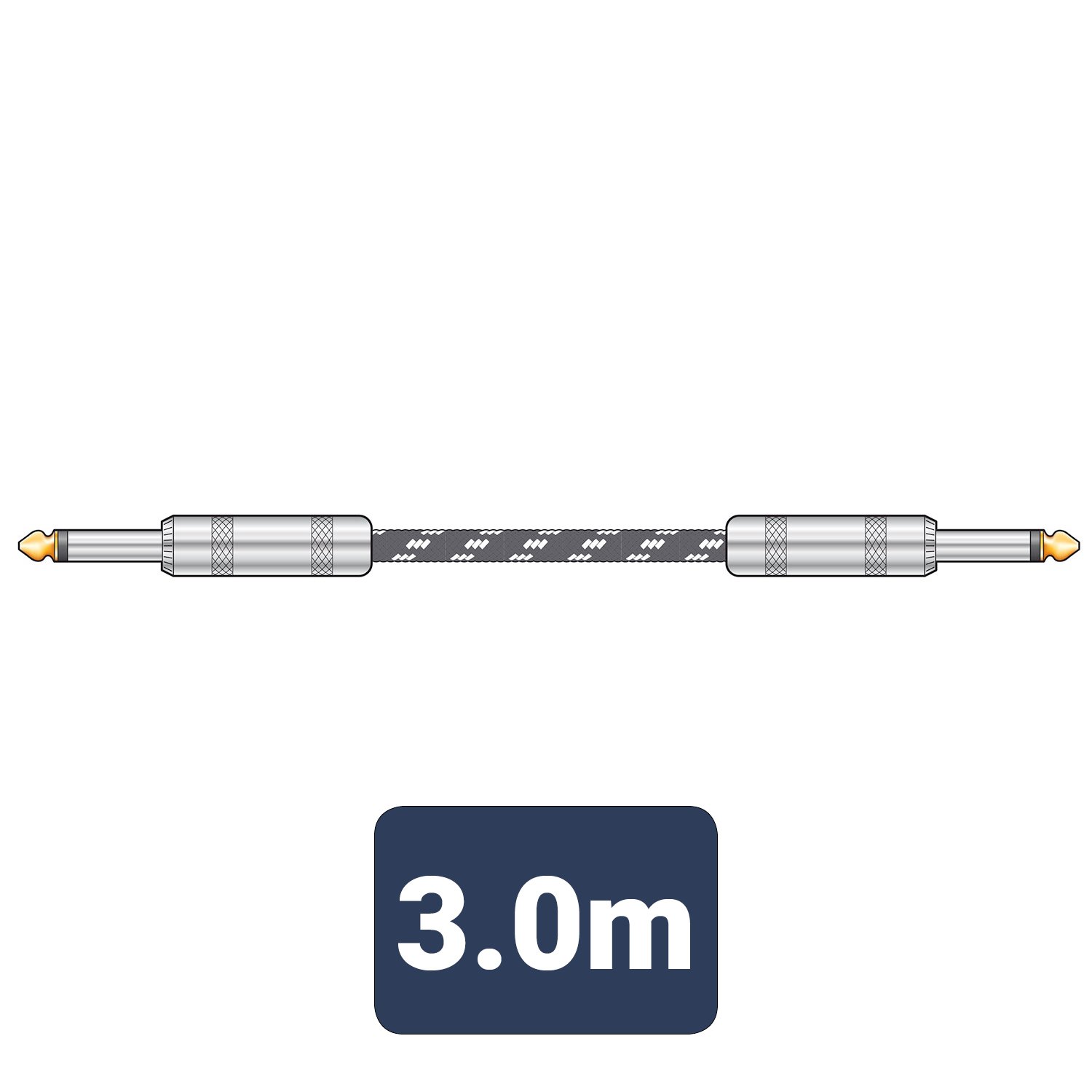 Citronic Classic Retro Braided Guitar Leads 6.3mm Mono Jack Plug - 6.3mm Mono Jack Plug