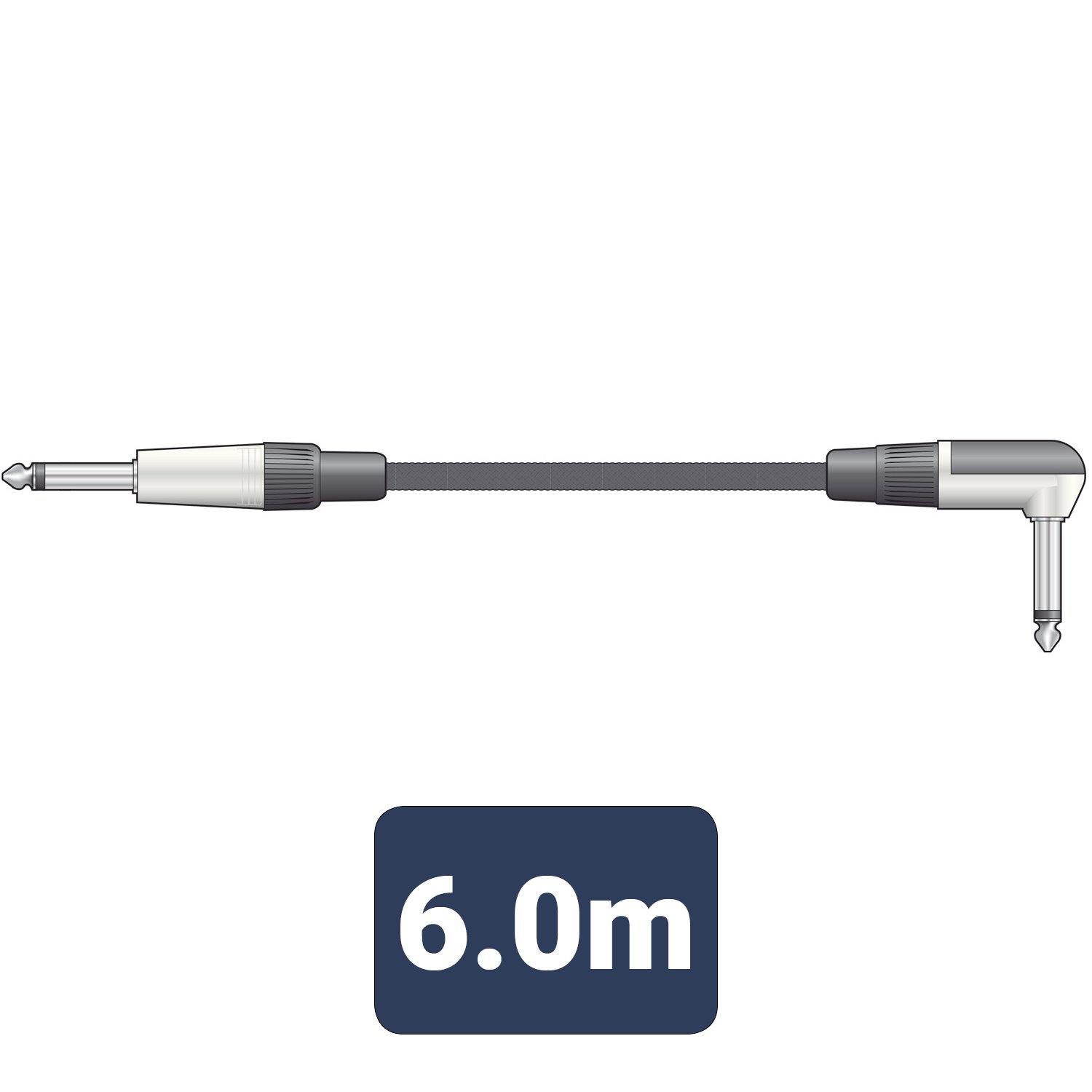 Citronic Classic Retro Braided Guitar Leads 6.3mm Right Angled Mono Jack Plug - 6.3mm Mono Jack Plug