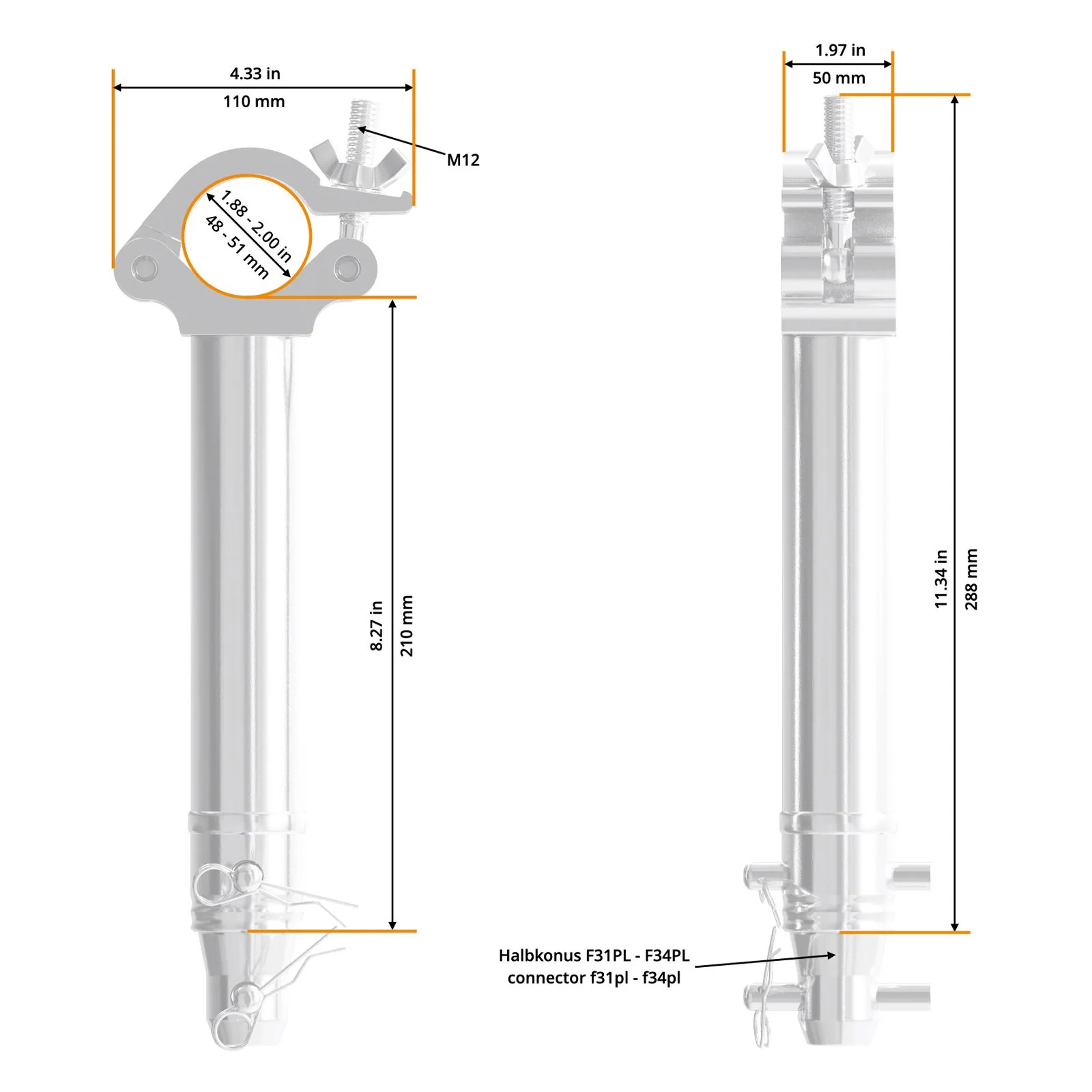 210mm Half Coupler Spacer Global Truss 210mm Half Coupler Spacer (5055) - Image 2