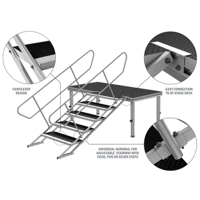 Stage Deck Adjustable Stair Handrail-Left Global Truss GT Stage Deck Adjustable Stair Handrail-Left - Image 2