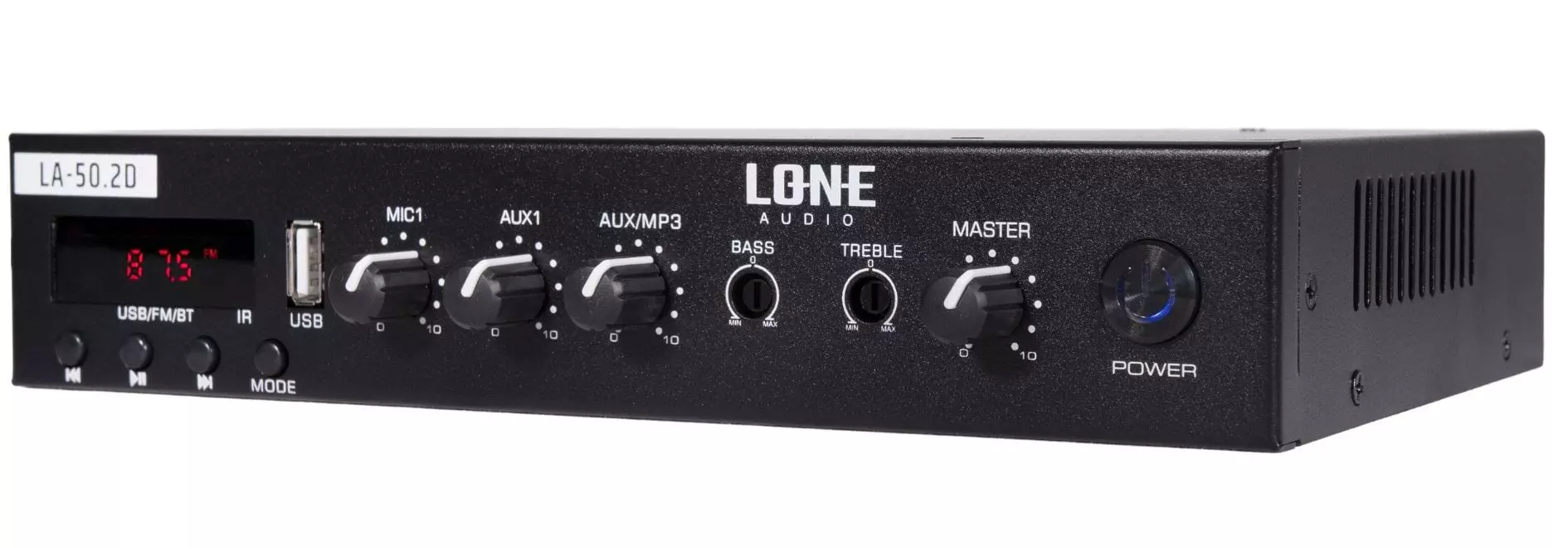 Lone Audio LA 50.2D 2 x 50W Class D Stereo Mixer Amplifier 4 Ohms Bluetooth Multimedia PA Amp with USB FM Lone Audio LA 50.2D 2 x 50W Class D Stereo Mixer Amplifier 4 Ohms Bluetooth Multimedia PA Amp with USB FM