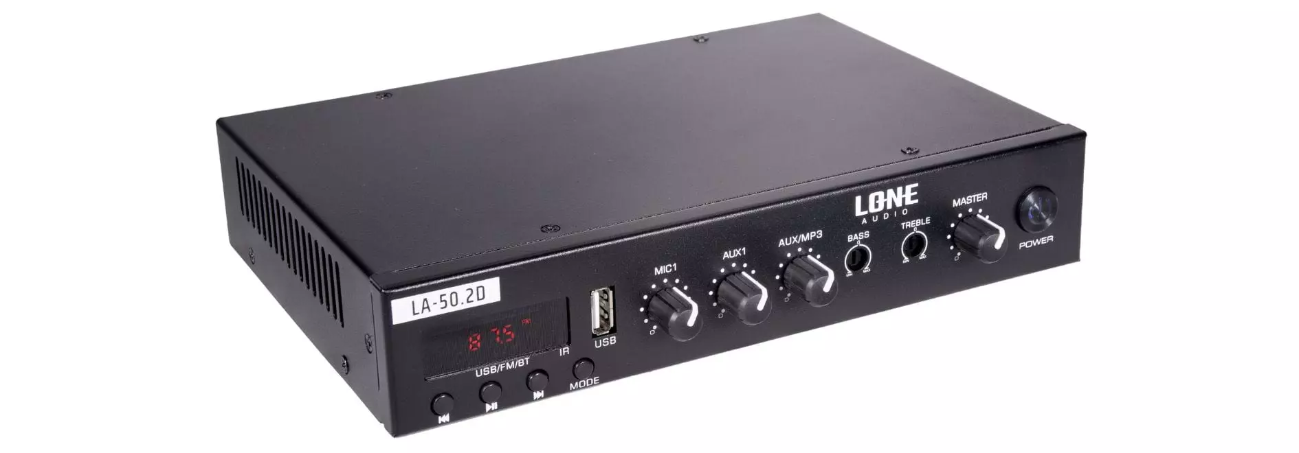 Lone Audio LA 50.2D 2 x 50W Class D Stereo Mixer Amplifier 4 Ohms Bluetooth Multimedia PA Amp with USB FM Lone Audio LA 50.2D 2 x 50W Class D Stereo Mixer Amplifier 4 Ohms Bluetooth Multimedia PA Amp with USB FM