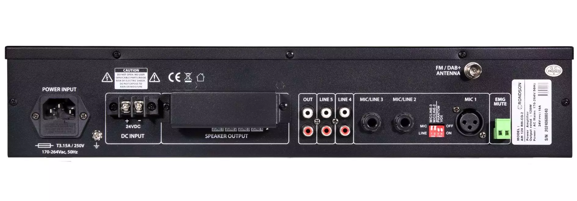 Rondson AM120 RM CD 2 120W 4 Zone Amplifier with 24V DC Backup CD Player USB SD FM Bluetooth Rondson AM120 RM CD 2 120W 4 Zone Amplifier with 24V DC Backup CD Player USB SD FM Bluetooth