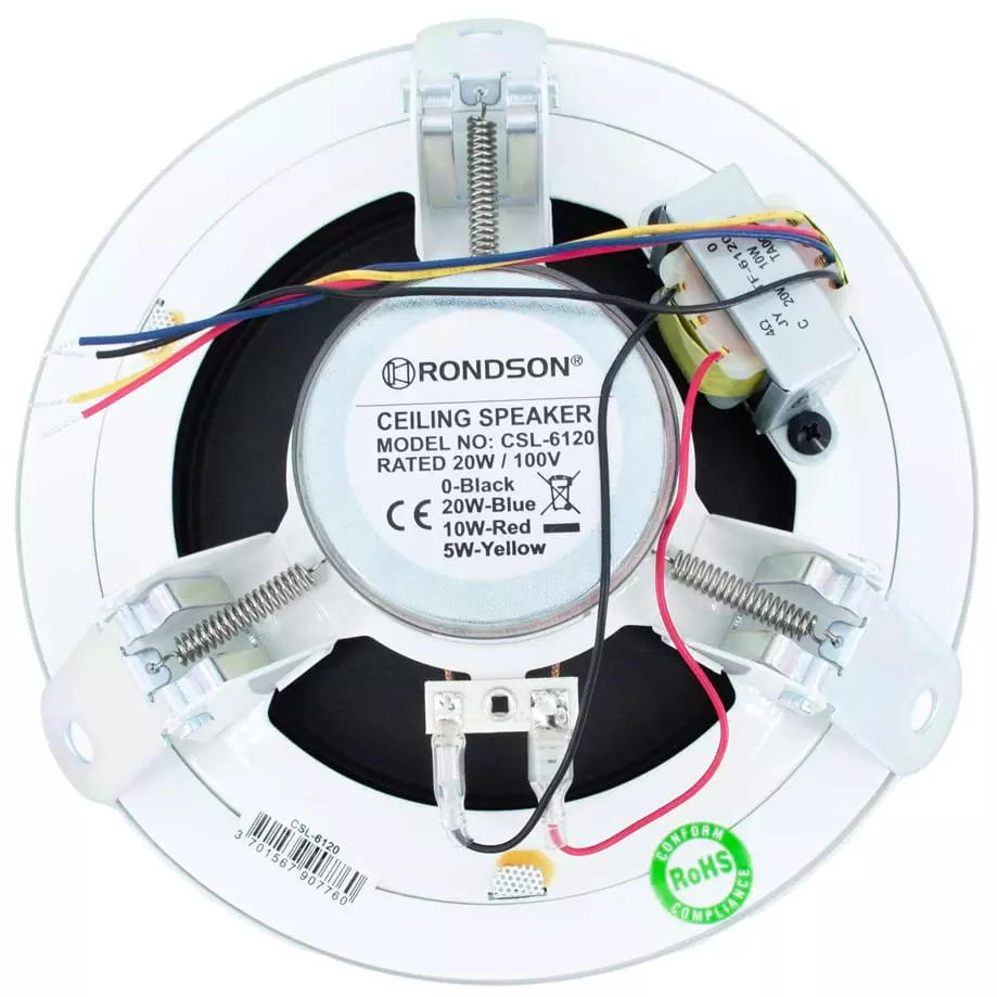 Rondson CSL6120 20W 100V Ceiling Speaker for False Ceilings White Lacquered Grille Rondson CSL6120 20W 100V Ceiling Speaker for False Ceilings White Lacquered Grille - Image 2