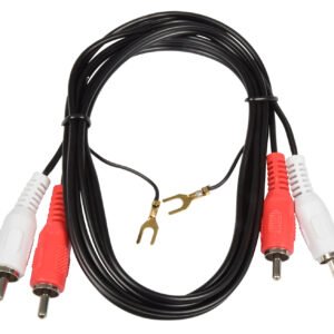 Volume Music Solutions Twin RCA Phono to twin RCA Phono Cable with Ground Wire 1.2m