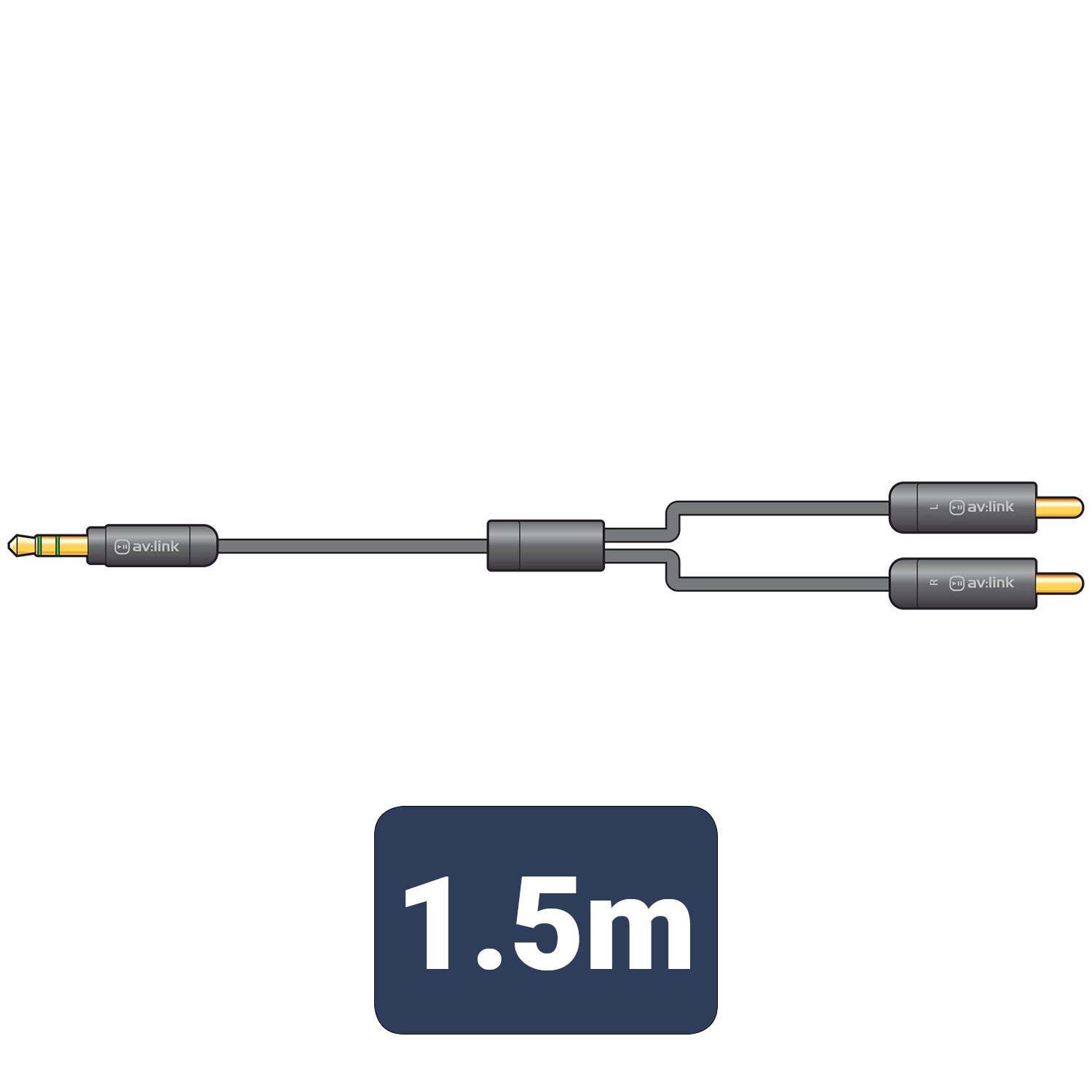Volume Music Solutions Precision 3.5mm Stereo Jack Plug to 2 x RCA Plugs Lead