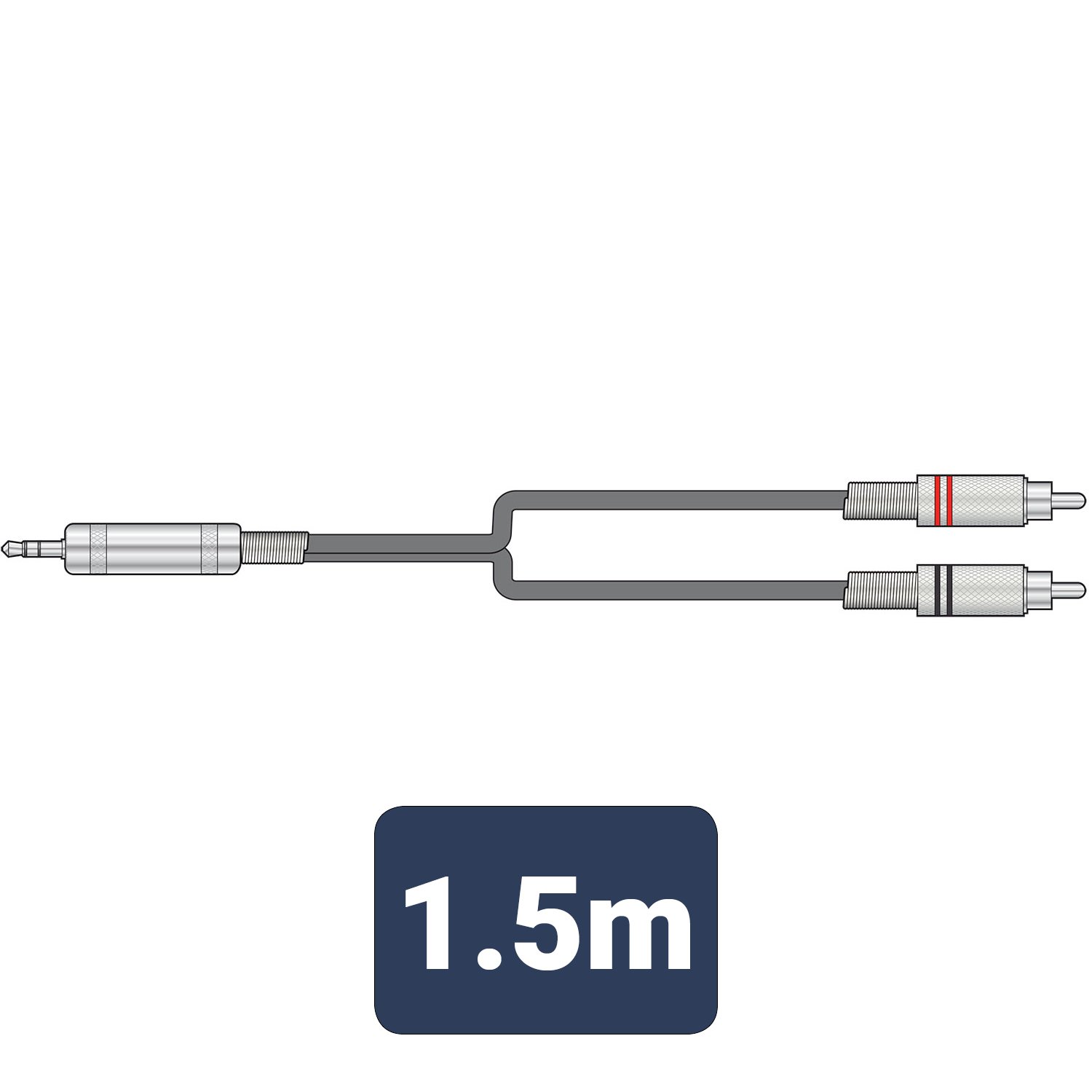 Volume Music Solutions Citronic Classic Audio Leads 3.5mm TRS Jack Plug - 2 x RCA Plugs S3J-2R150