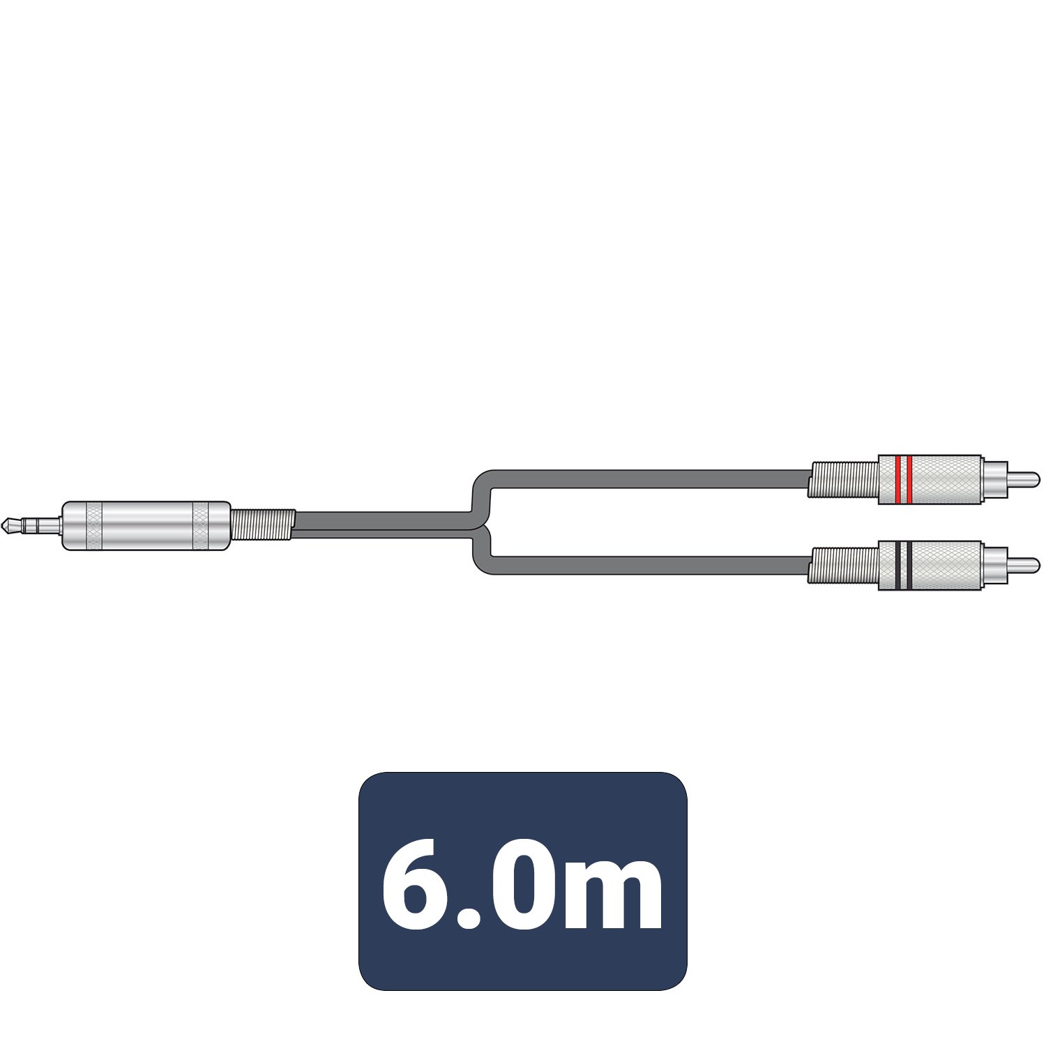 Volume Music Solutions Citronic Classic Audio Leads 3.5mm TRS Jack Plug - 2 x RCA Plugs S3J-2R600