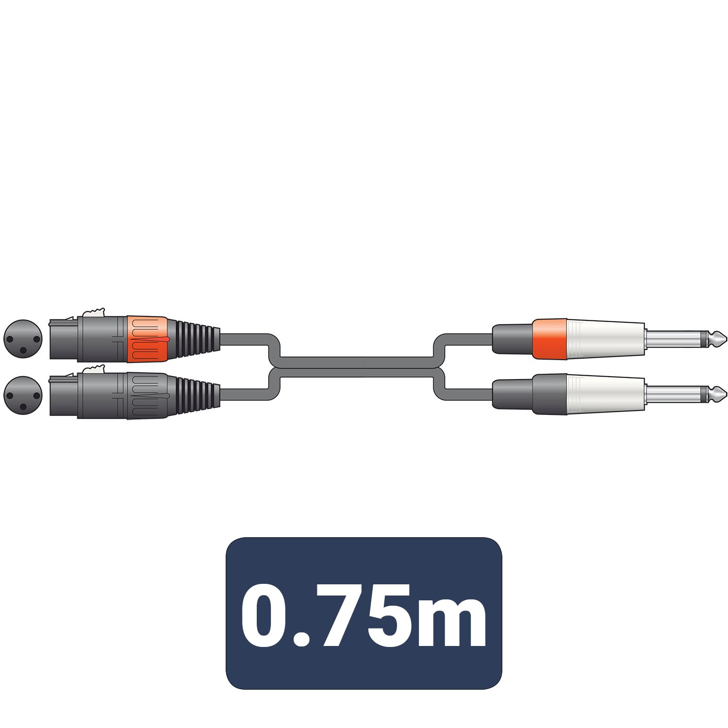 Volume Music Solutions Citronic Classic Audio Leads 2 x XLR Female - 2 x 6.3mm Mono Jack Plugs 26J-2XF075