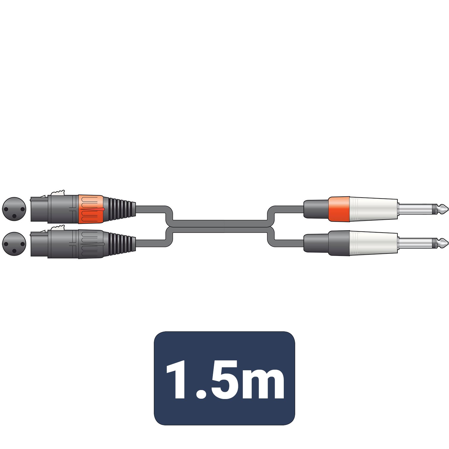 Volume Music Solutions Citronic Classic Audio Leads 2 x XLR Female - 2 x 6.3mm Mono Jack Plugs 26J-2XF150
