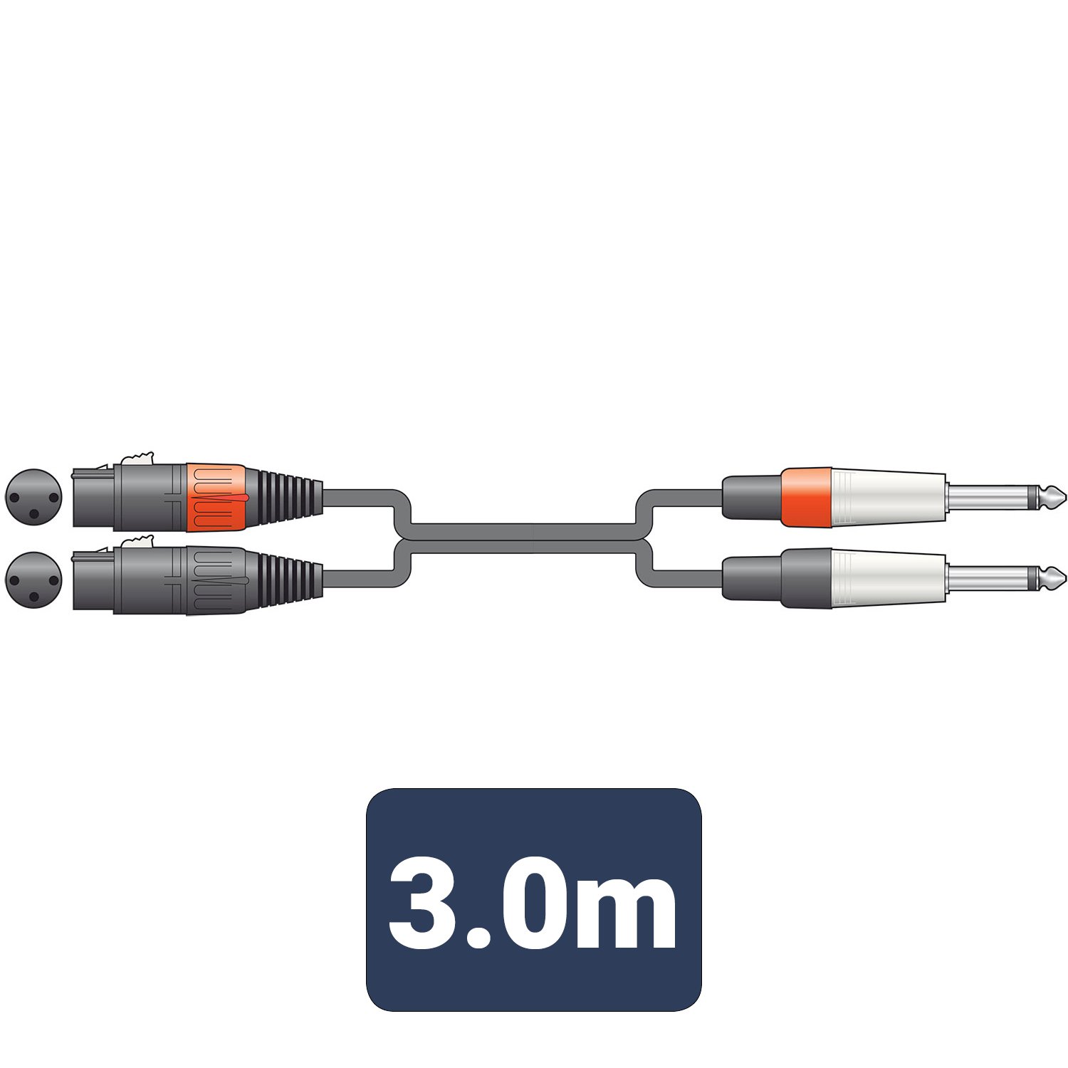 Volume Music Solutions Citronic Classic Audio Leads 2 x XLR Female - 2 x 6.3mm Mono Jack Plugs 26J-2XF300