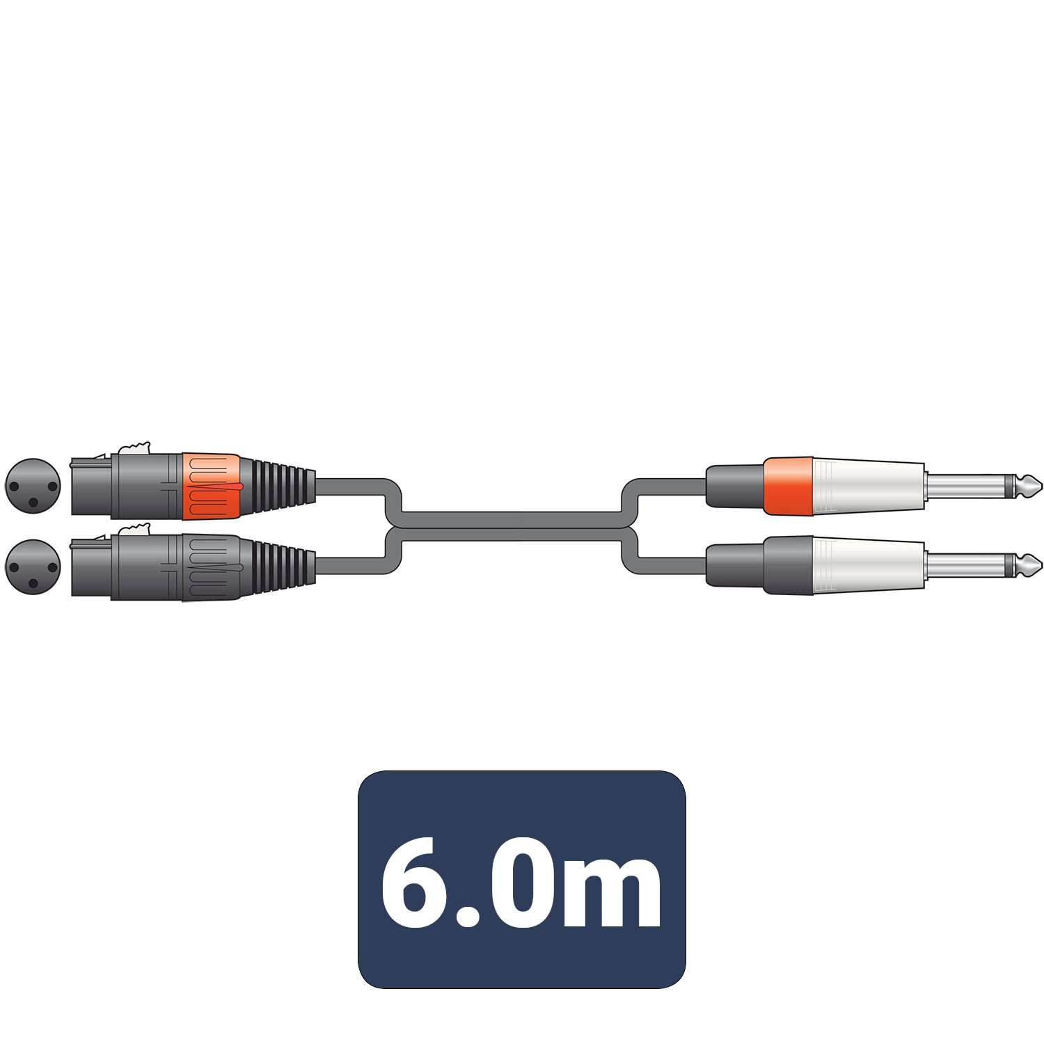 Volume Music Solutions Citronic Classic Audio Leads 2 x XLR Female - 2 x 6.3mm Mono Jack Plugs 26J-2XF600