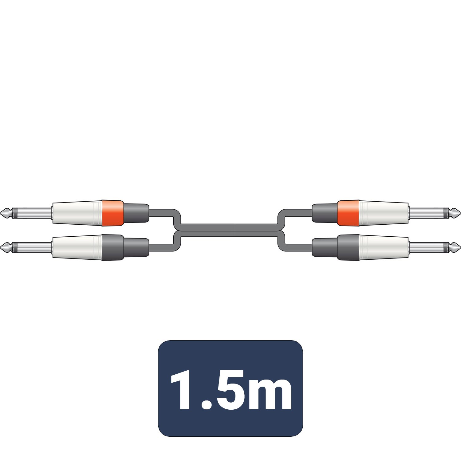 Citronic Classic Audio Leads 2 x 6.3mm Mono Jack Plugs - 2 x 6.3mm Mono Jack Plugs 2M6J-J150