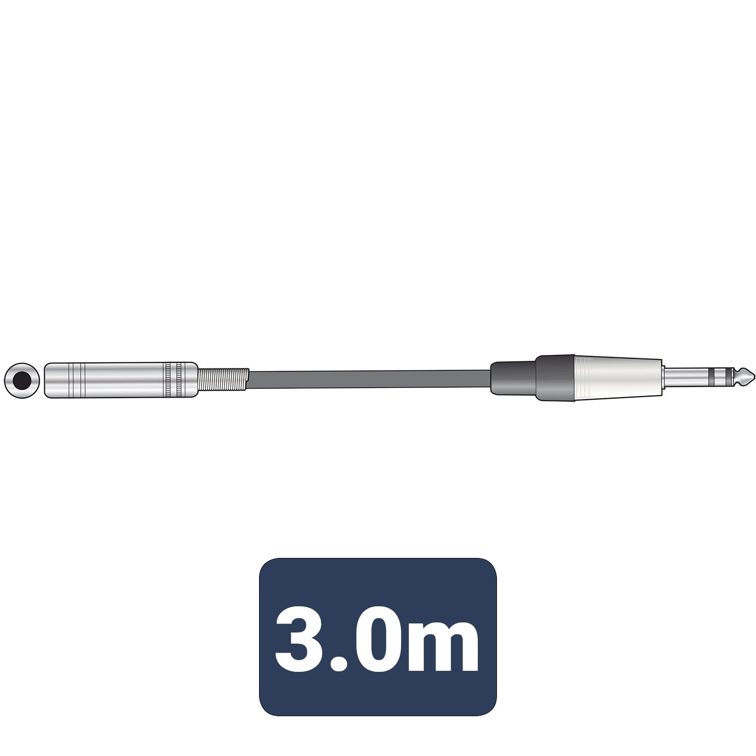 Volume Music Solutions Citronic Classic Audio Leads 6.3mm TRS Jack Plug - 6.3mm TRS Jack Socket S6J-EXT300
