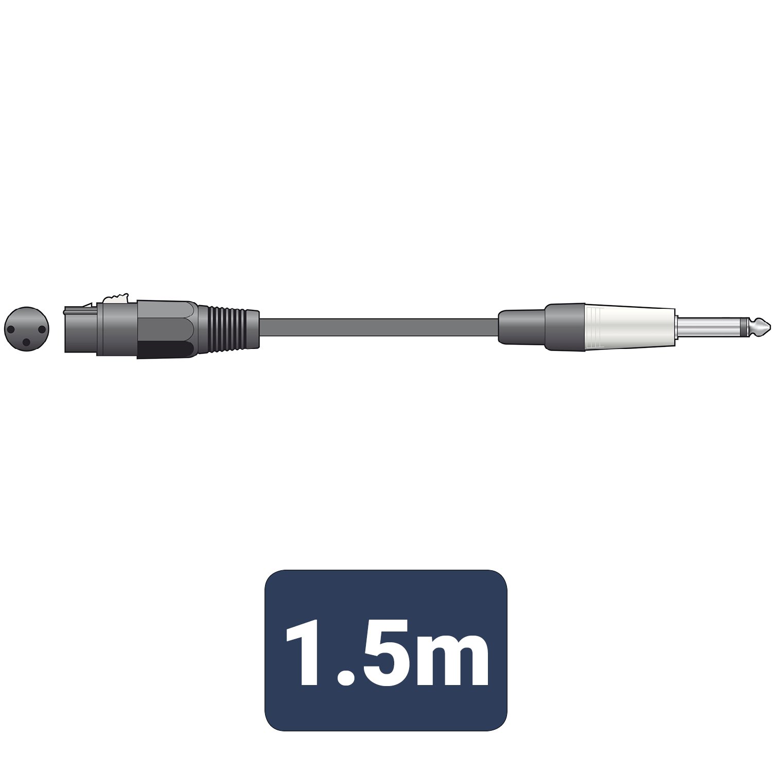 Citronic Classic Microphone Leads XLR Female - 6.3mm Mono Jack Plug XF-M6J150BK