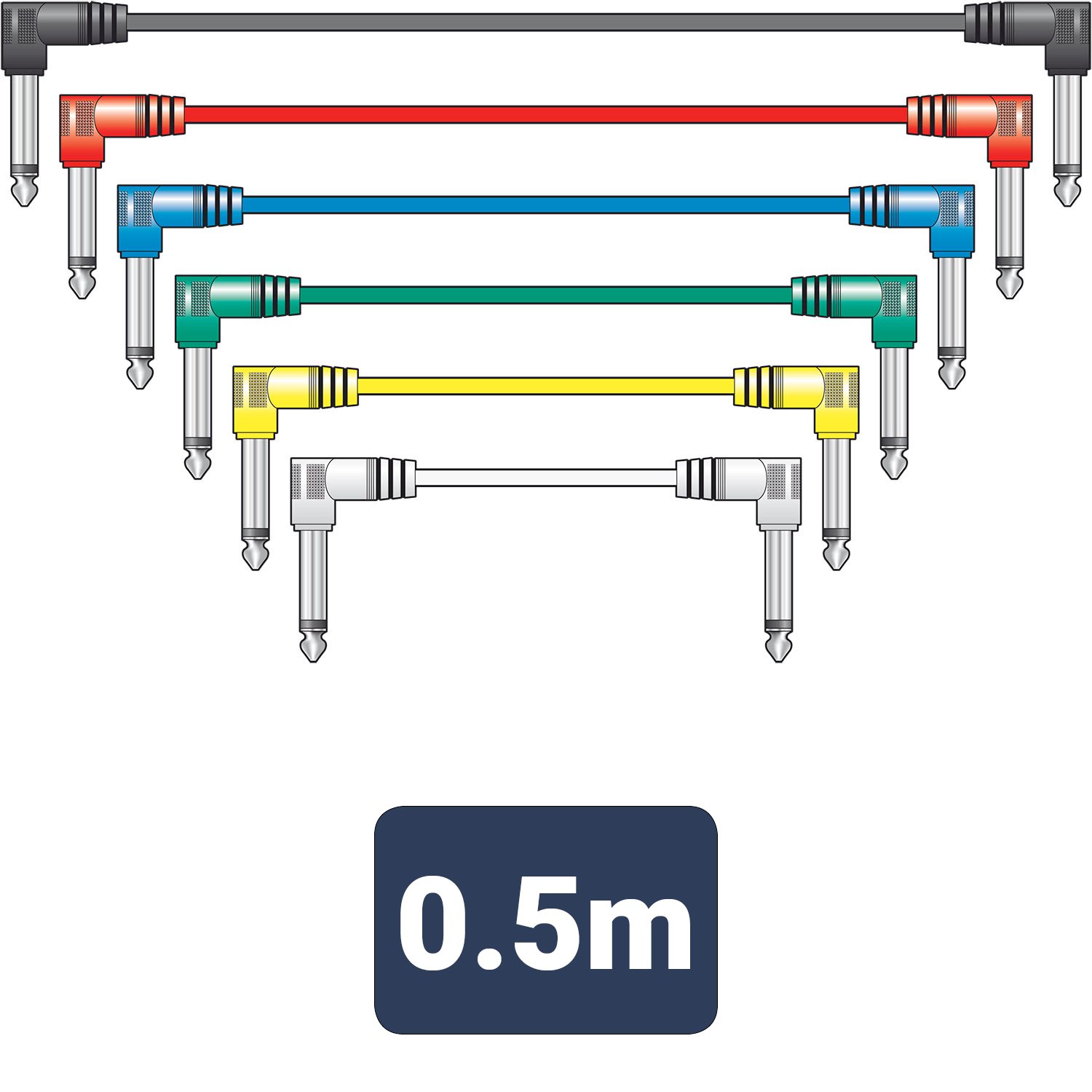 Citronic Classic Audio Patch Lead Sets 6.3mm Mono Jack Plug - 6.3mm Mono Jack Plug 6pcs PATCH050CL