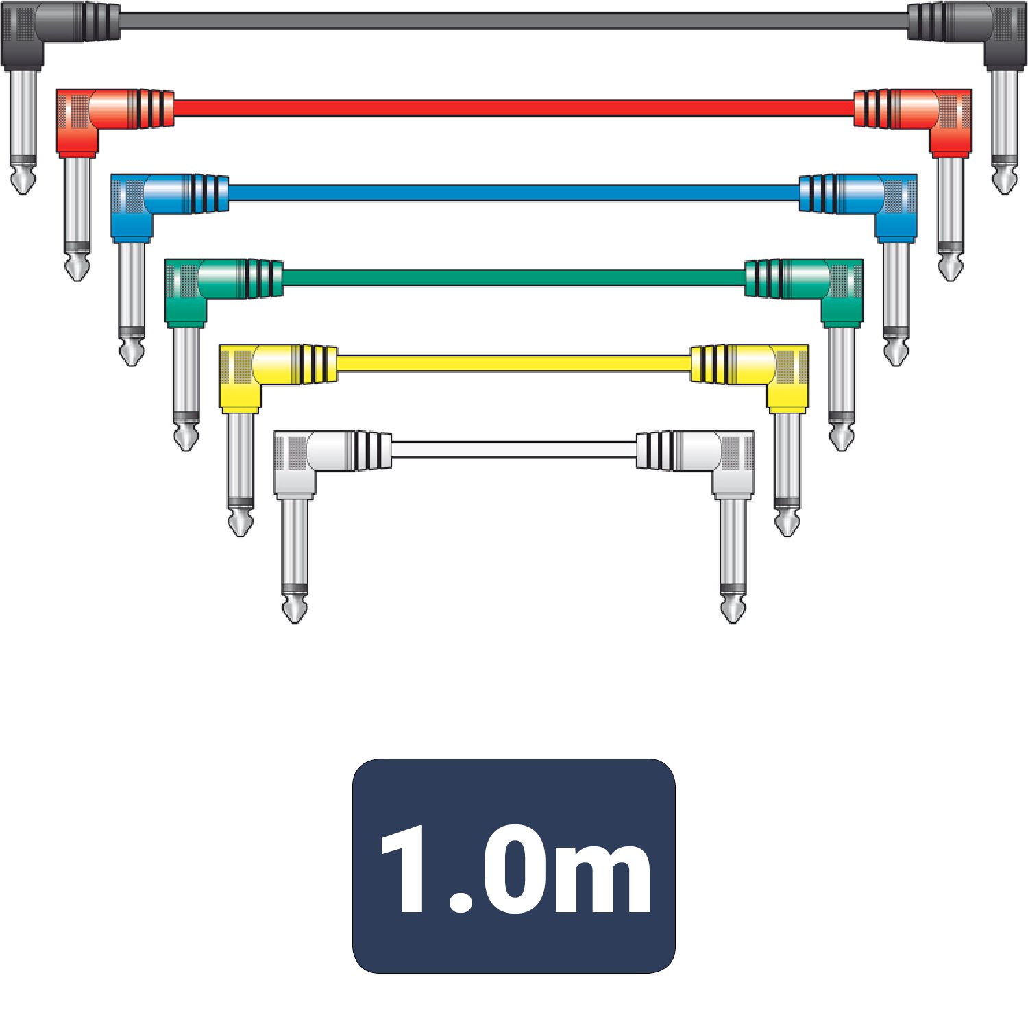 Citronic Classic Audio Patch Lead Sets 6.3mm Mono Jack Plug - 6.3mm Mono Jack Plug 6pcs PATCH100CL