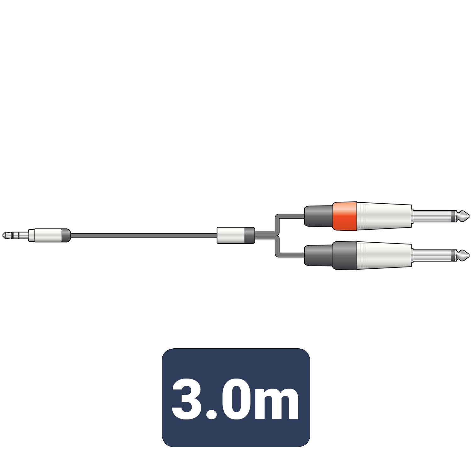 Volume Music Solutions Citronic Classic Audio Leads 3.5mm Stereo Jack Plug - 2 x 6.3mm Mono Jack Plugs S3J-26J300