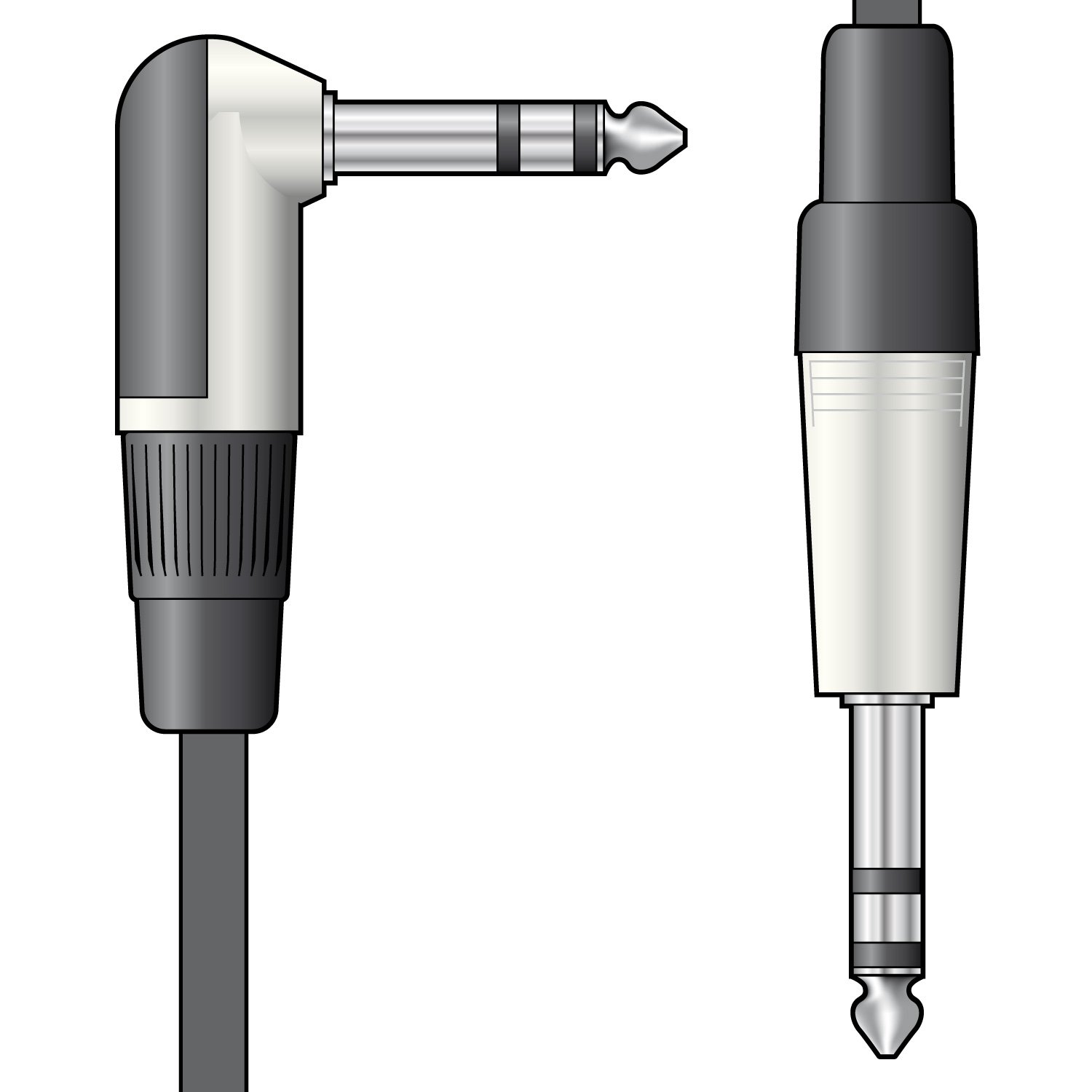 Volume Music Solutions Citronic Classic Audio Leads 6.3mm TRS Right Angle Jack Plug - 6.3mm TRS Jack Plug S6J-90J300