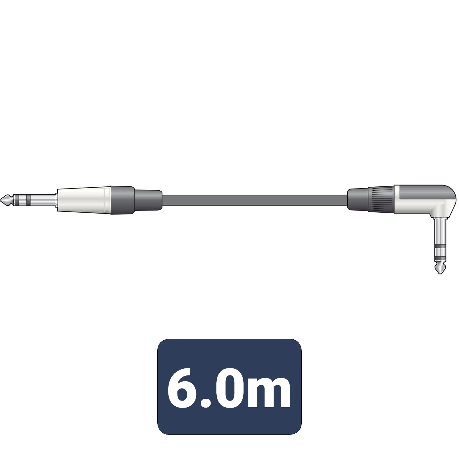 Volume Music Solutions Citronic Classic Audio Leads 6.3mm TRS Right Angle Jack Plug - 6.3mm TRS Jack Plug S6J-90J600