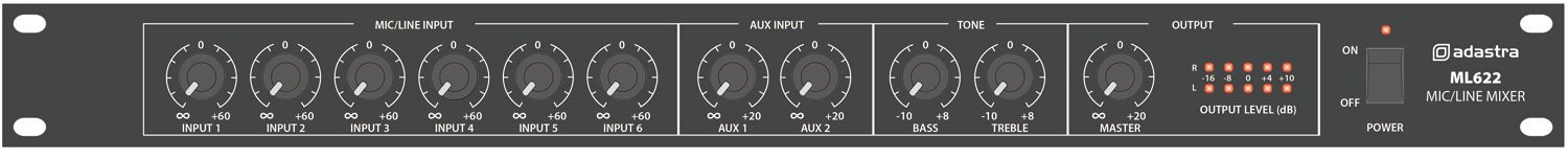 Volume Music Solutions Adastra 1U Mic/Line Rack Mixer ML622