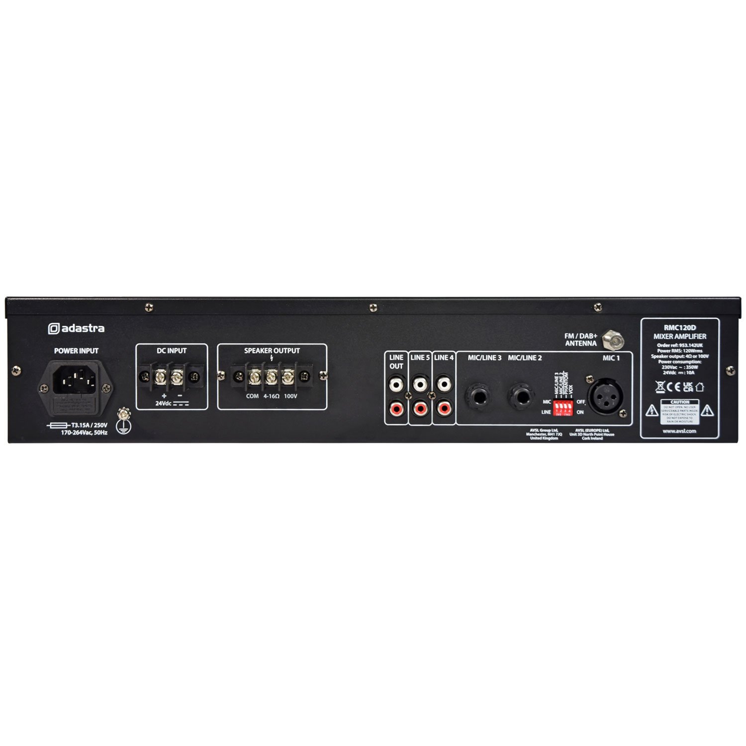 Volume Music Solutions Adastra RMC120D Mixer-Amp 100V with CD, DAB+, BT and mp3 Player RMC120D